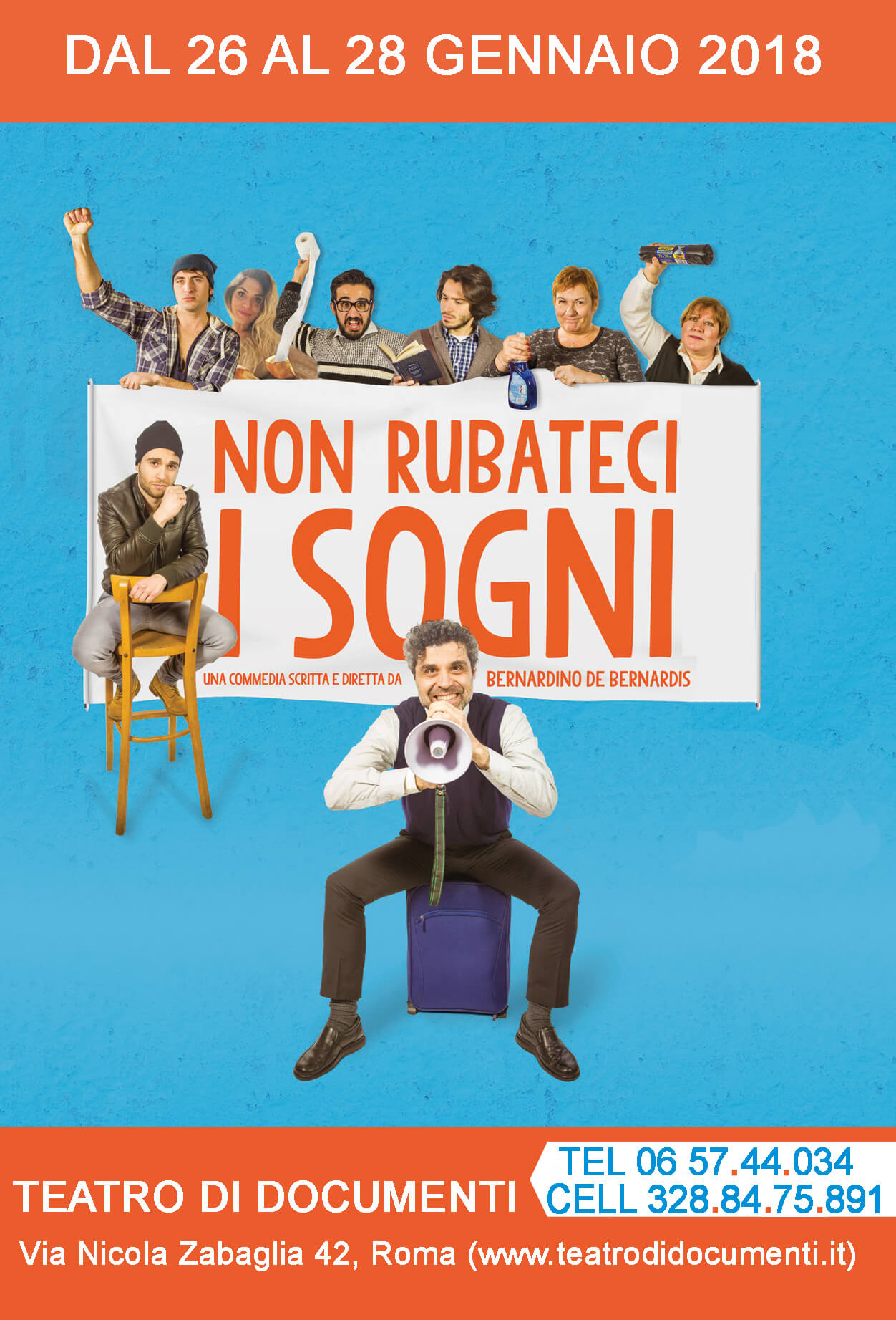 Non rubateci i sogni una commedia scritta e diretta da Bernardino de Bernardis al Teatro di Documenti dal 26 al 28 gennaio.