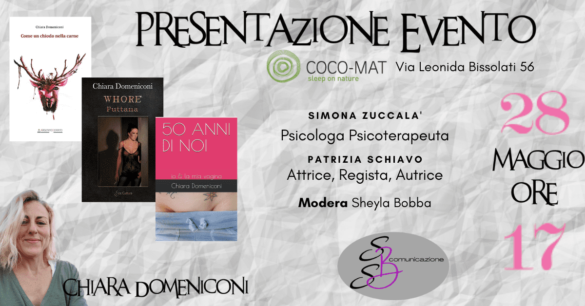 Gli eventi firmati SBS Comunicazione tornano nel salotto letterario di COCO-MAT. Dibattito con Chiara Domeniconi.